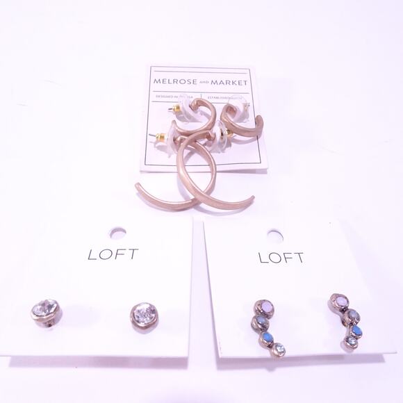 Ann Taylor Stud Ombre Blue Ear Climbers Nordstrom Hoop Earrings Set of 4 NWT 98 - Picture 2 of 11